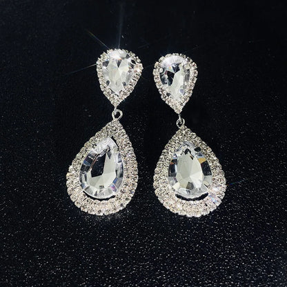 Stonefans New Square Clip Earrings No Hole Wedding Jewelry Women Large Clear Crystal Rhinestone Clip on Earrings Ear Women