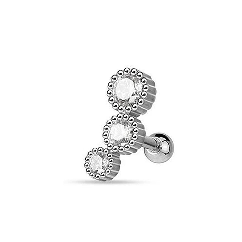 1PC Crystal CZ Helix Earrings Studs Ear Piercing 316L Surgical Steel Cartilage Earring 16G Tragus Conch Piercings for Women Punk