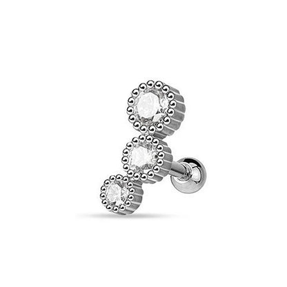 1PC Crystal CZ Helix Earrings Studs Ear Piercing 316L Surgical Steel Cartilage Earring 16G Tragus Conch Piercings for Women Punk