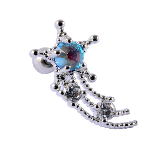 1PC Stainless Steel Multicolor Cz Tragus Cartilage Earrings Crystal Feather Ear Helix Tragus Earrings Lobe Piercing Jewelry 20G