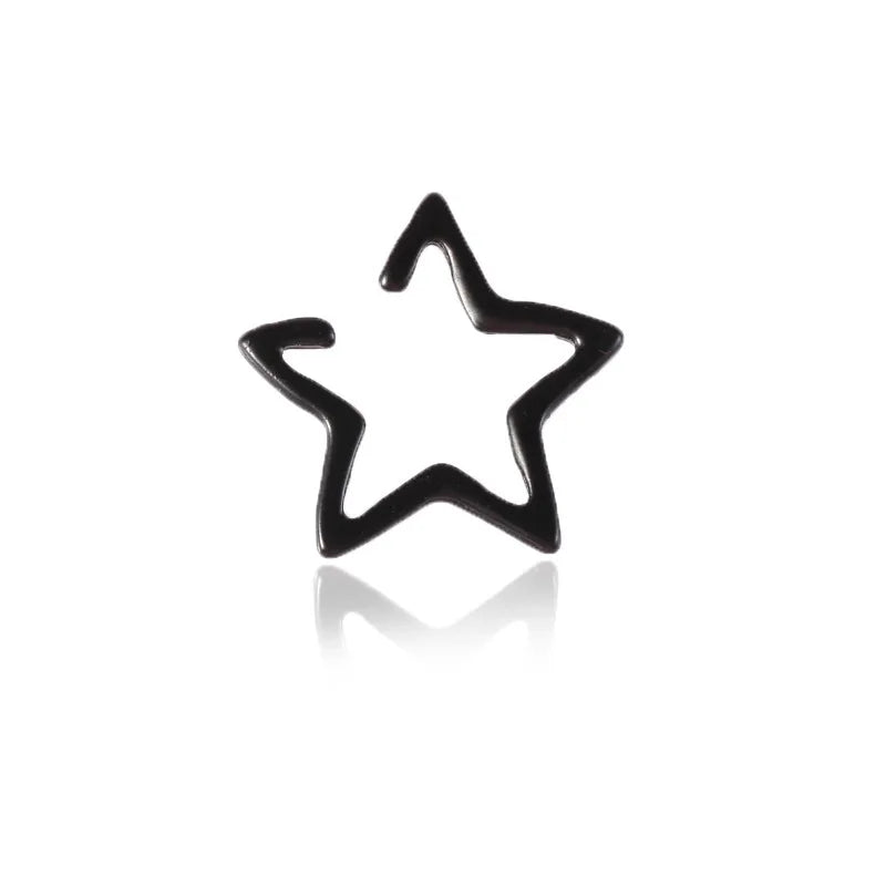 Girls Hollow Star Ear Cuff Earrings Studs Boho Vintage Fake Cartilage Earring Clip Earrings Women Earrings Punk Rock Earcuff