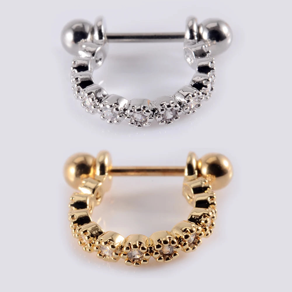1Pcs Surgical Steel Barbell with CZ Hoop Ear Tragus Cartilage Helix Earrings Ear Studs Ear Cuff Rook Woman Lobe Piercing Jewelry