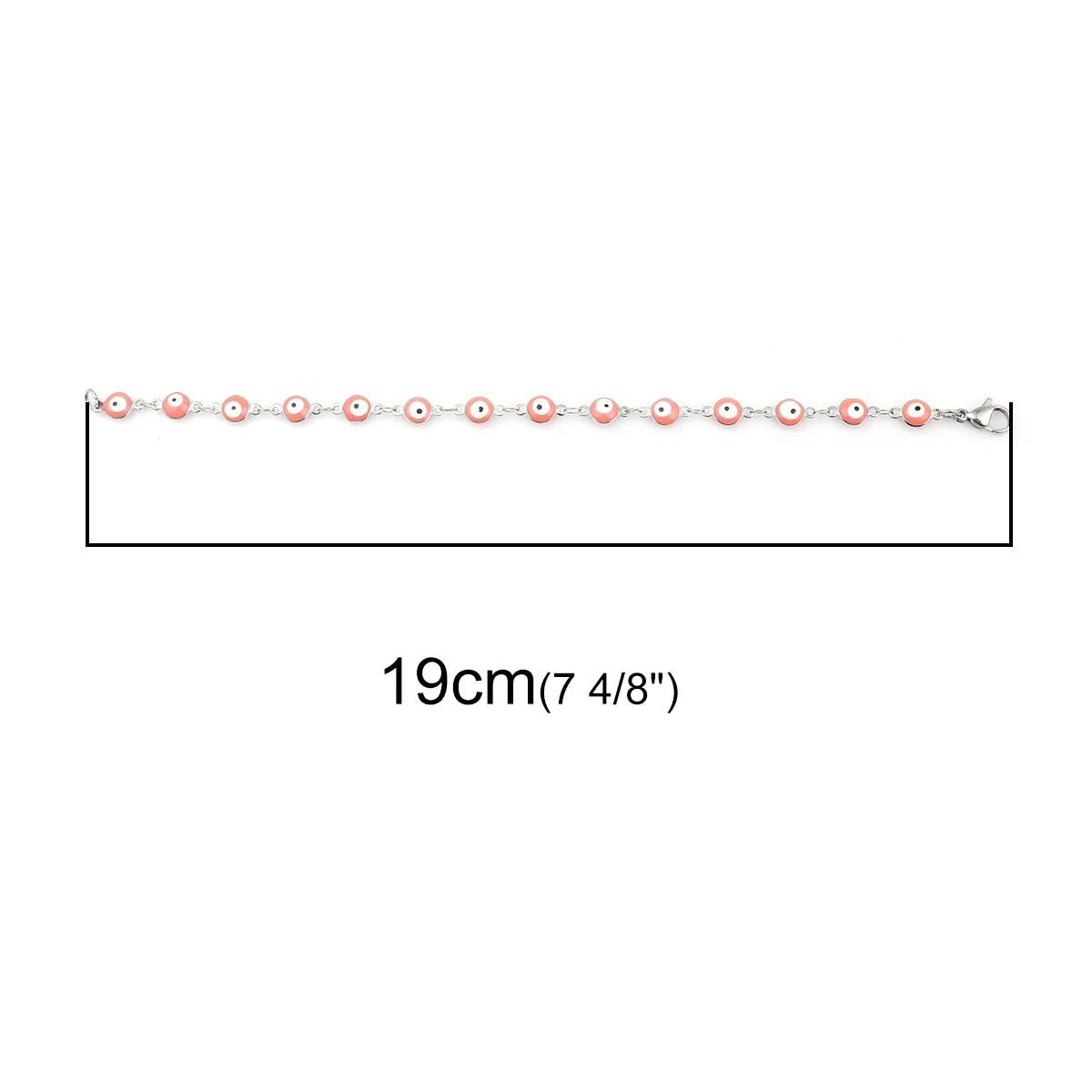 1PC 18.7-19.5Cm Hot 304 Stainless Steel Bracelets for Men Women Jewelry Gold Color Link Chain Multicolor Evil Eye Enamel Anklet