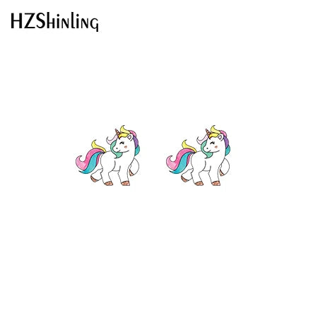 2019 New Cute Unicorn Acrylic Earring Baby Unicorn Resin Earring Epoxy Art Stud Earrings Gifts Girl Boy