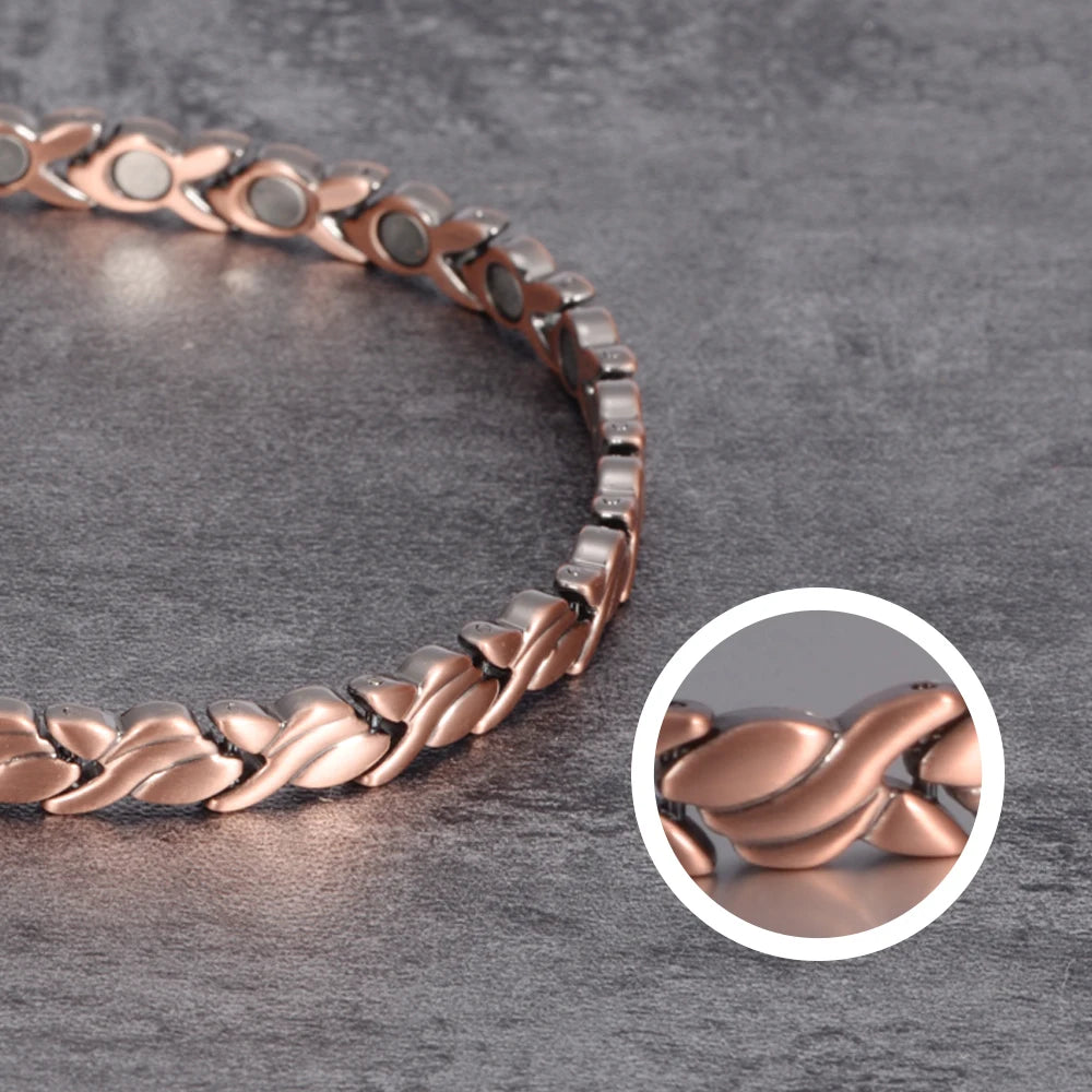 Magnetic Pure Copper Bracelets for Women 6.5Mm Vintage Chain Health Energy Magnet Arthritis Pain Relief Women Jewelry