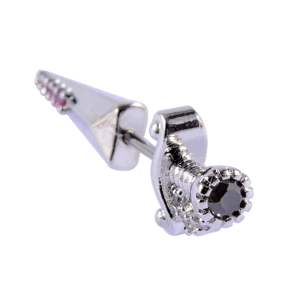 1PC Stainless Steel Multicolor Cz Tragus Cartilage Earrings Crystal Feather Ear Helix Tragus Earrings Lobe Piercing Jewelry 20G