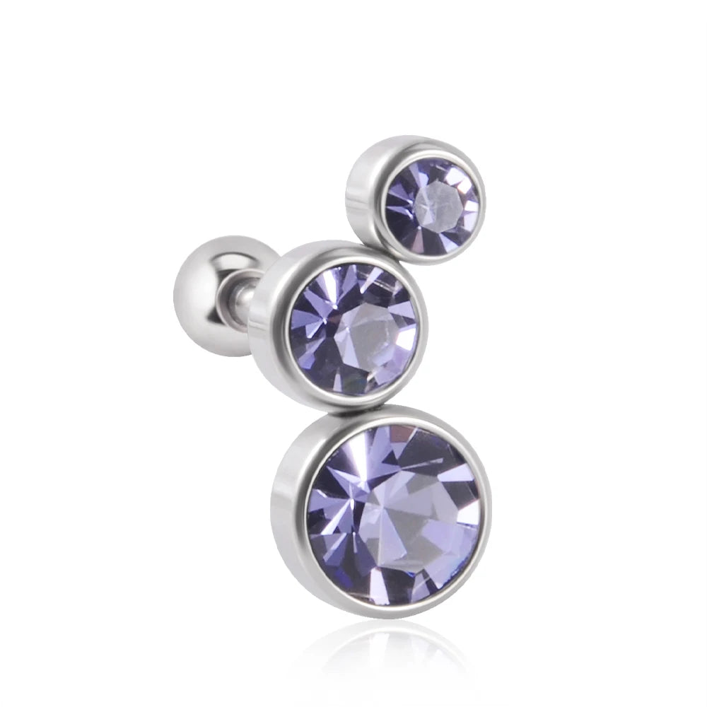 1PC Crystal CZ Helix Earrings Studs Ear Piercing 316L Surgical Steel Cartilage Earring 16G Tragus Conch Piercings for Women Punk