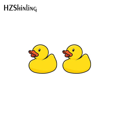 2021 New Baby Funny Yellow Duck Stud Earring Cute Animal Acrylic Resin Earrings Epoxy Handmade Jewelry Gifts Girl