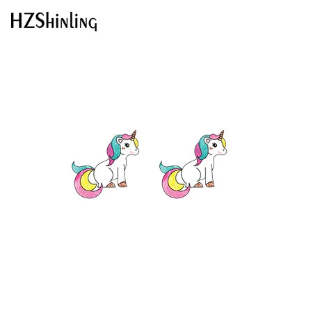 2019 New Cute Unicorn Acrylic Earring Baby Unicorn Resin Earring Epoxy Art Stud Earrings Gifts Girl Boy