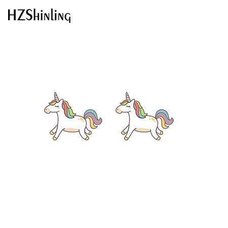2019 New Cute Unicorn Acrylic Earring Baby Unicorn Resin Earring Epoxy Art Stud Earrings Gifts Girl Boy