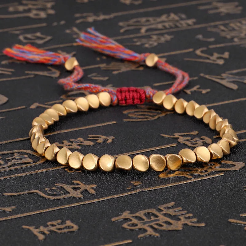 Handmade Tibetan Buddhist Bracelets on Hand Braided Copper Beads Lucky Rope Bracelet & Bangles for Women Men Dropshiping