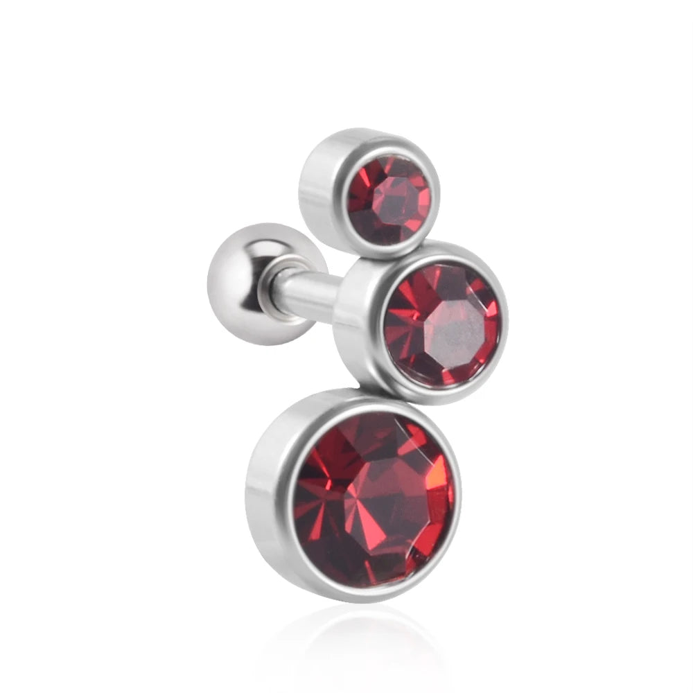 1PC Crystal CZ Helix Earrings Studs Ear Piercing 316L Surgical Steel Cartilage Earring 16G Tragus Conch Piercings for Women Punk