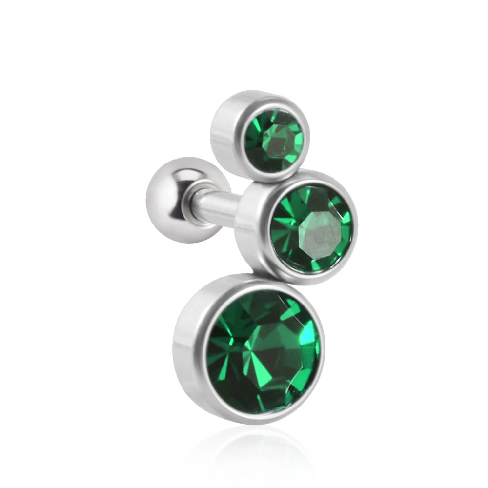 1PC Crystal CZ Helix Earrings Studs Ear Piercing 316L Surgical Steel Cartilage Earring 16G Tragus Conch Piercings for Women Punk