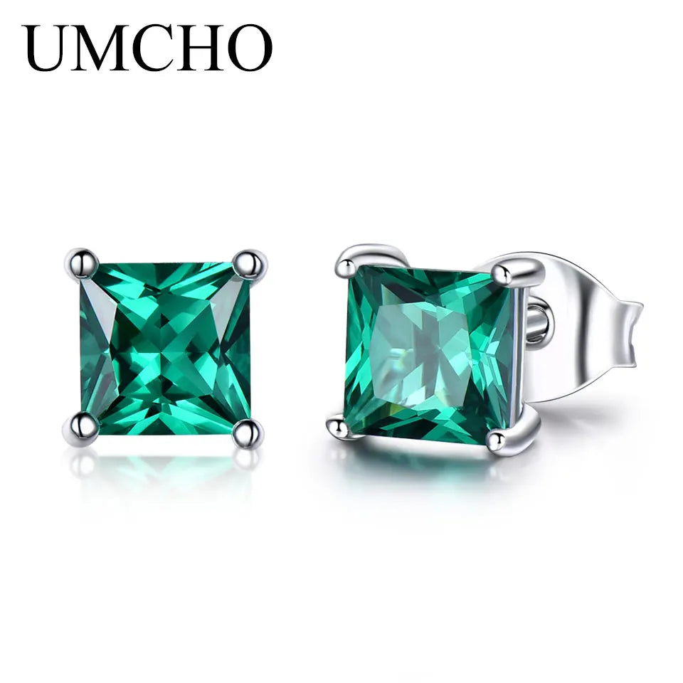 925 Sterling Silver Earrings Women'S Jewelry Emerald Birthstone Pierced Women for Jewelry Earrings Engagement Party