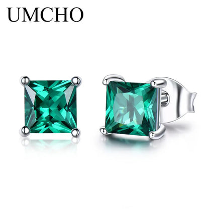 925 Sterling Silver Earrings Women'S Jewelry Emerald Birthstone Pierced Women for Jewelry Earrings Engagement Party
