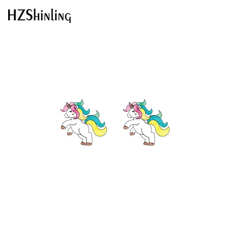 2019 New Cute Unicorn Acrylic Earring Baby Unicorn Resin Earring Epoxy Art Stud Earrings Gifts Girl Boy