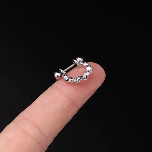 1Pc 20G Helix Earrings Ear Studs Ear Cuff Rook Woman Lobe Piercing Jewelry Barbell CZ Hoop Ear Tragus Cartilage