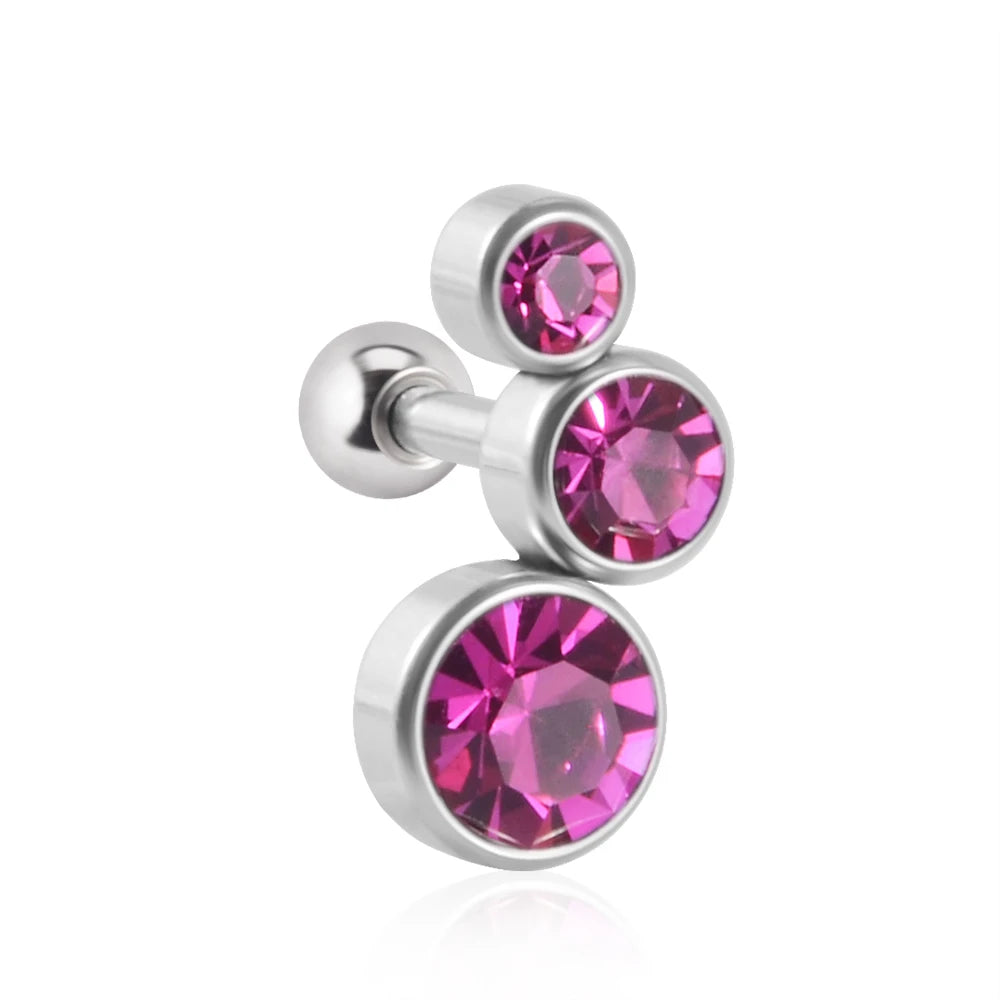 1PC Crystal CZ Helix Earrings Studs Ear Piercing 316L Surgical Steel Cartilage Earring 16G Tragus Conch Piercings for Women Punk
