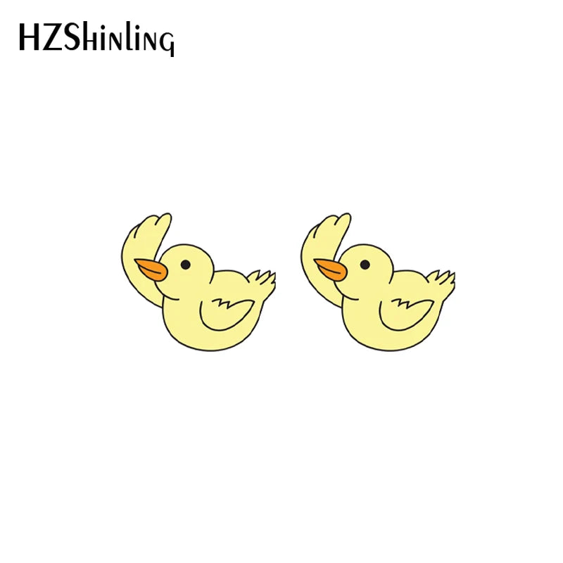 2021 New Baby Funny Yellow Duck Stud Earring Cute Animal Acrylic Resin Earrings Epoxy Handmade Jewelry Gifts Girl