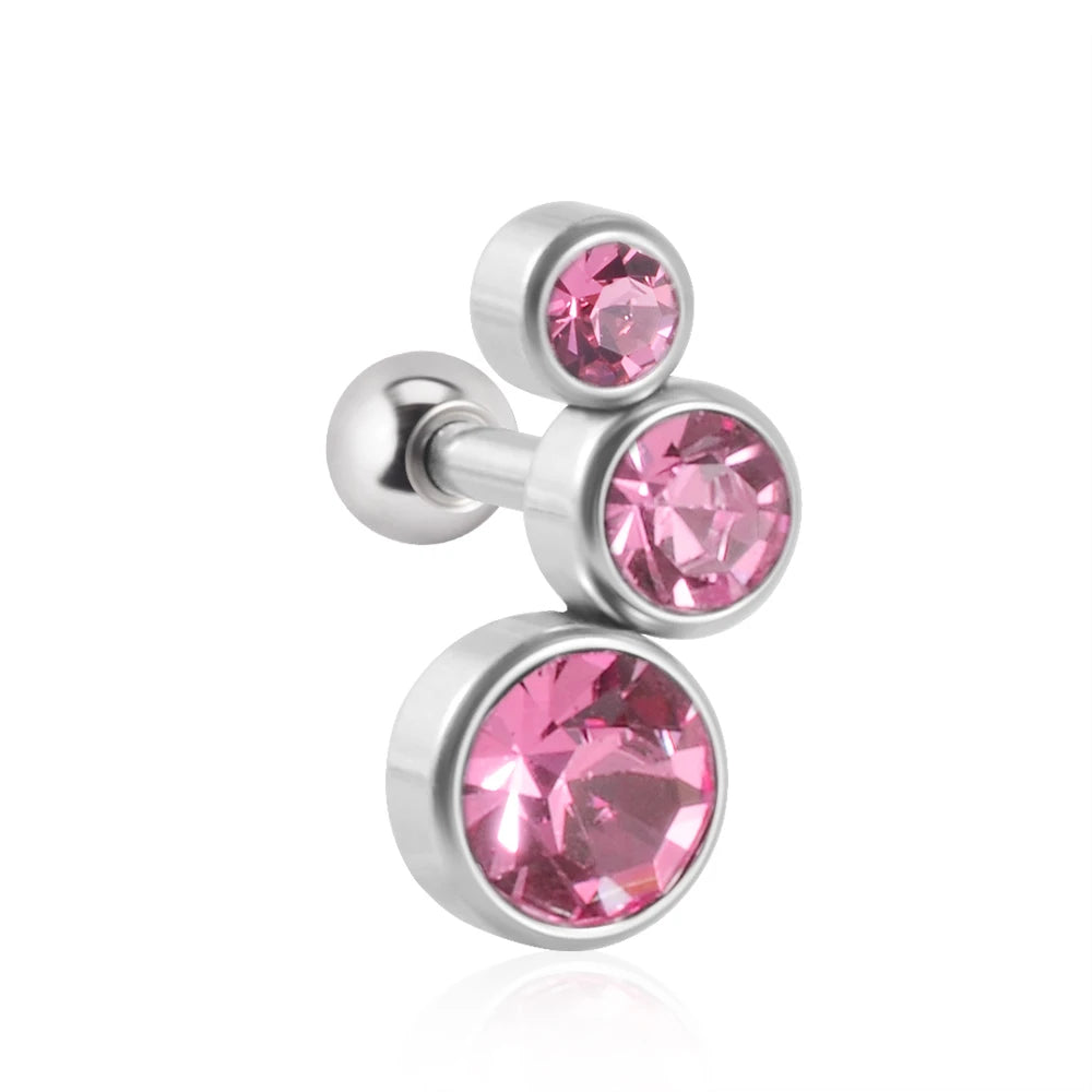 1PC Crystal CZ Helix Earrings Studs Ear Piercing 316L Surgical Steel Cartilage Earring 16G Tragus Conch Piercings for Women Punk