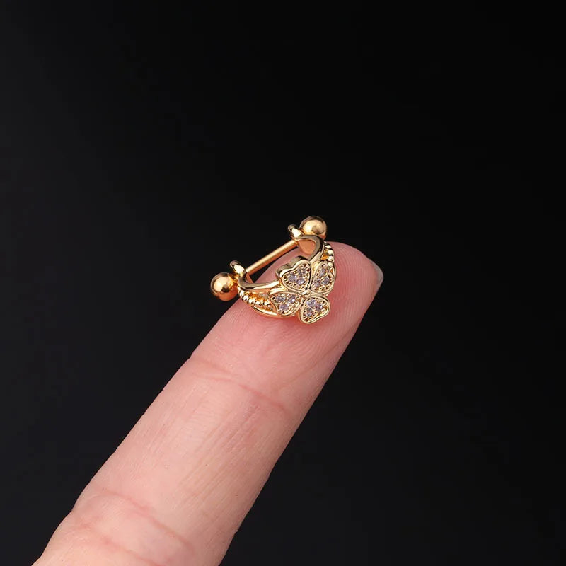 1Pc 20G Helix Earrings Ear Studs Ear Cuff Rook Woman Lobe Piercing Jewelry Barbell CZ Hoop Ear Tragus Cartilage