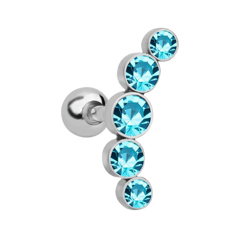 1PC Crystal CZ Helix Earrings Studs Ear Piercing 316L Surgical Steel Cartilage Earring 16G Tragus Conch Piercings for Women Punk