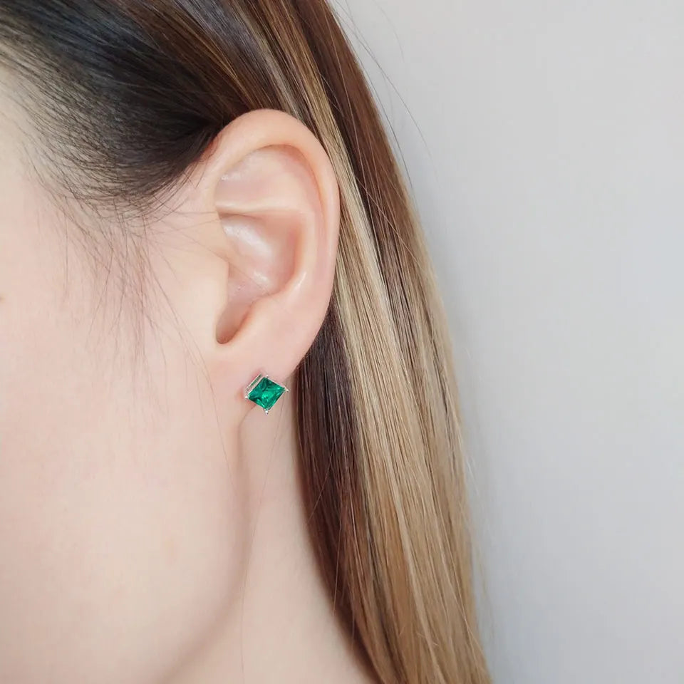 925 Sterling Silver Earrings Women'S Jewelry Emerald Birthstone Pierced Women for Jewelry Earrings Engagement Party