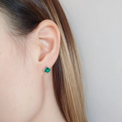 925 Sterling Silver Earrings Women'S Jewelry Emerald Birthstone Pierced Women for Jewelry Earrings Engagement Party