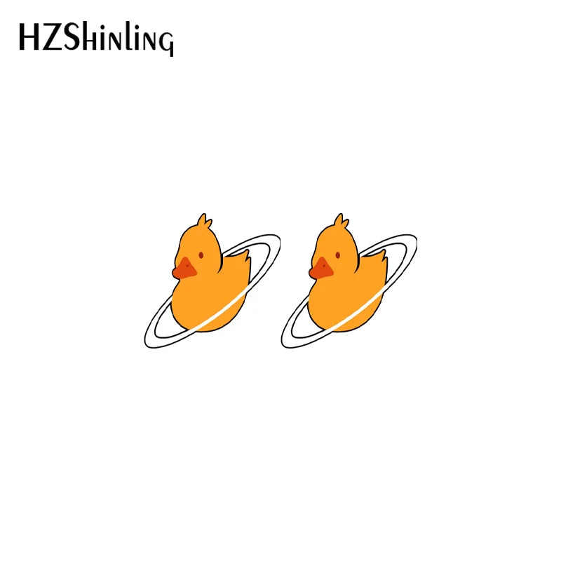 2021 New Baby Funny Yellow Duck Stud Earring Cute Animal Acrylic Resin Earrings Epoxy Handmade Jewelry Gifts Girl