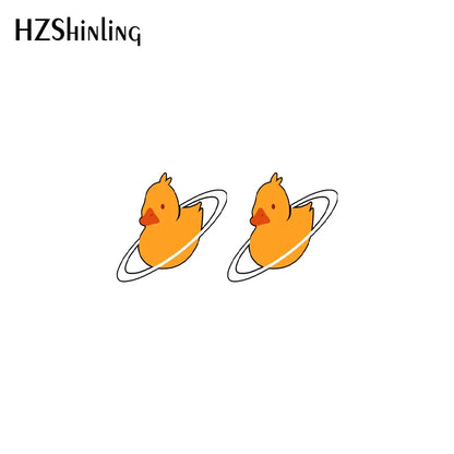 2021 New Baby Funny Yellow Duck Stud Earring Cute Animal Acrylic Resin Earrings Epoxy Handmade Jewelry Gifts Girl