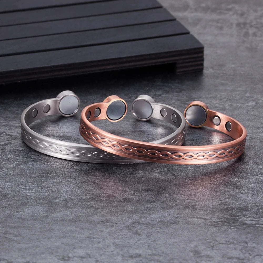 Infinite Love Pure Copper Bracelets Magnetic Cuff Adjustable Magnet Health Energy Bangles Arthritis Pain Relief Jewelry