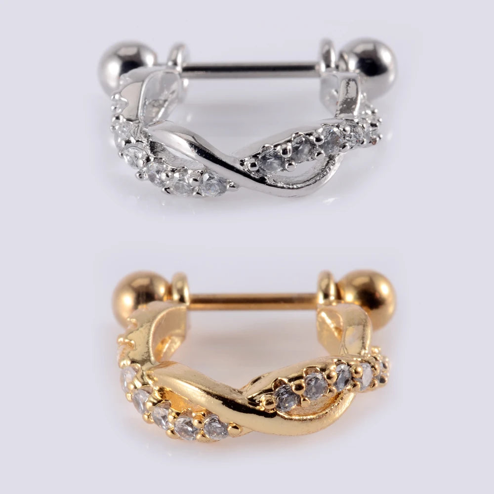 1Pcs Surgical Steel Barbell with CZ Hoop Ear Tragus Cartilage Helix Earrings Ear Studs Ear Cuff Rook Woman Lobe Piercing Jewelry