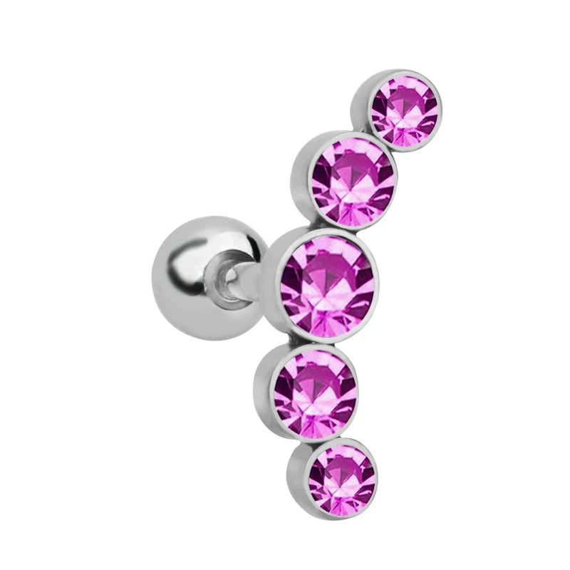 1PC Crystal CZ Helix Earrings Studs Ear Piercing 316L Surgical Steel Cartilage Earring 16G Tragus Conch Piercings for Women Punk