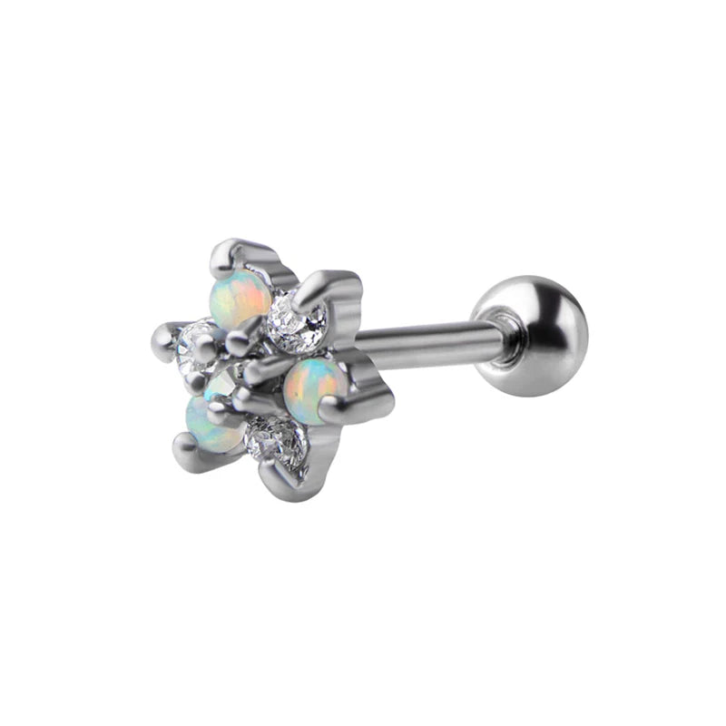 1PC Crystal CZ Helix Earrings Studs Ear Piercing 316L Surgical Steel Cartilage Earring 16G Tragus Conch Piercings for Women Punk