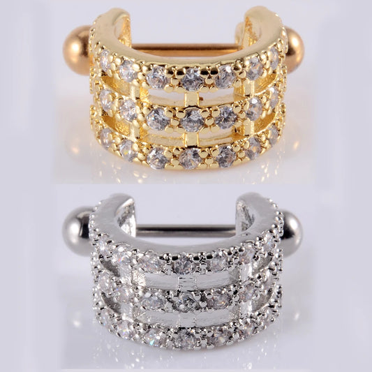 1Pcs Surgical Steel Barbell with CZ Hoop Ear Tragus Cartilage Helix Earrings Ear Studs Ear Cuff Rook Woman Lobe Piercing Jewelry
