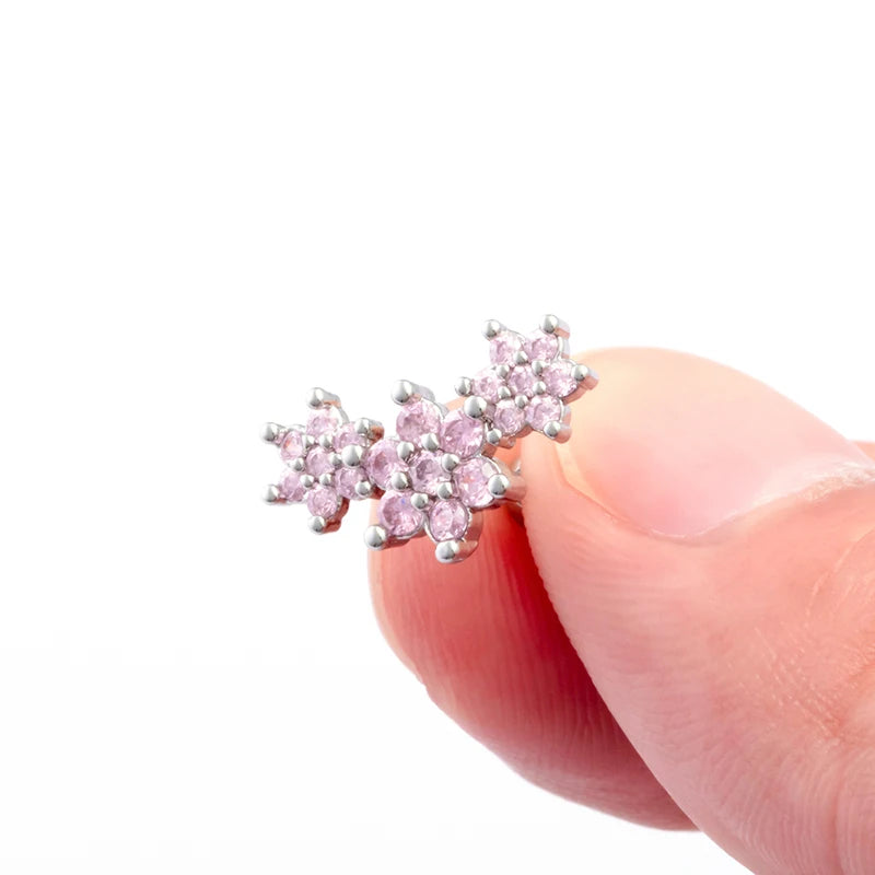 1PC Crystal CZ Helix Earrings Studs Ear Piercing 316L Surgical Steel Cartilage Earring 16G Tragus Conch Piercings for Women Punk