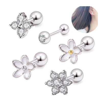 1PC Crystal CZ Helix Earrings Studs Ear Piercing 316L Surgical Steel Cartilage Earring 16G Tragus Conch Piercings for Women Punk