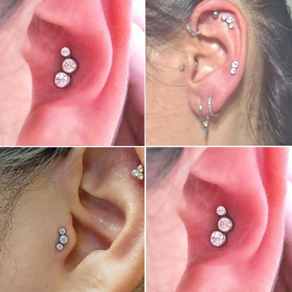 1PC Crystal CZ Helix Earrings Studs Ear Piercing 316L Surgical Steel Cartilage Earring 16G Tragus Conch Piercings for Women Punk