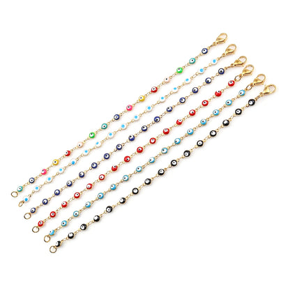 1PC 18.7-19.5Cm Hot 304 Stainless Steel Bracelets for Men Women Jewelry Gold Color Link Chain Multicolor Evil Eye Enamel Anklet