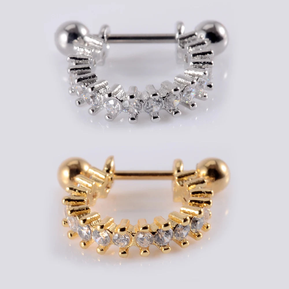 1Pcs Surgical Steel Barbell with CZ Hoop Ear Tragus Cartilage Helix Earrings Ear Studs Ear Cuff Rook Woman Lobe Piercing Jewelry