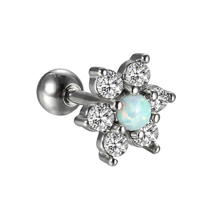 1PC Crystal CZ Helix Earrings Studs Ear Piercing 316L Surgical Steel Cartilage Earring 16G Tragus Conch Piercings for Women Punk