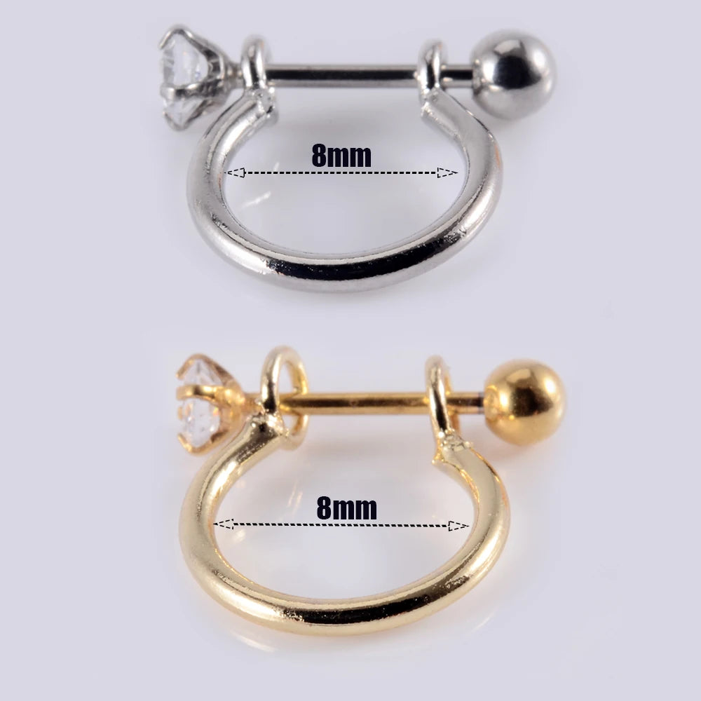 1Pcs Surgical Steel Barbell with CZ Hoop Ear Tragus Cartilage Helix Earrings Ear Studs Ear Cuff Rook Woman Lobe Piercing Jewelry