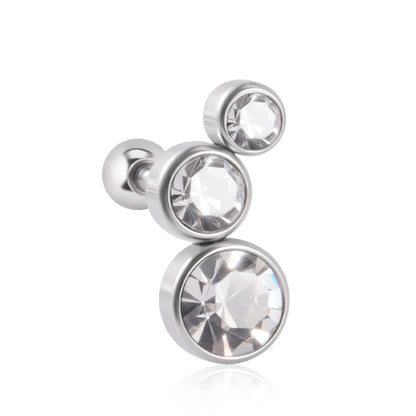 1PC Crystal CZ Helix Earrings Studs Ear Piercing 316L Surgical Steel Cartilage Earring 16G Tragus Conch Piercings for Women Punk