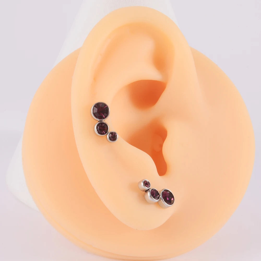 1PC Crystal CZ Helix Earrings Studs Ear Piercing 316L Surgical Steel Cartilage Earring 16G Tragus Conch Piercings for Women Punk