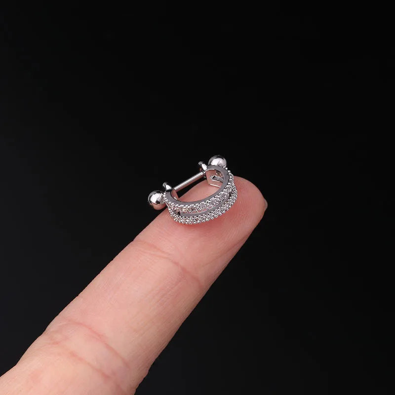 1Pc 20G Helix Earrings Ear Studs Ear Cuff Rook Woman Lobe Piercing Jewelry Barbell CZ Hoop Ear Tragus Cartilage