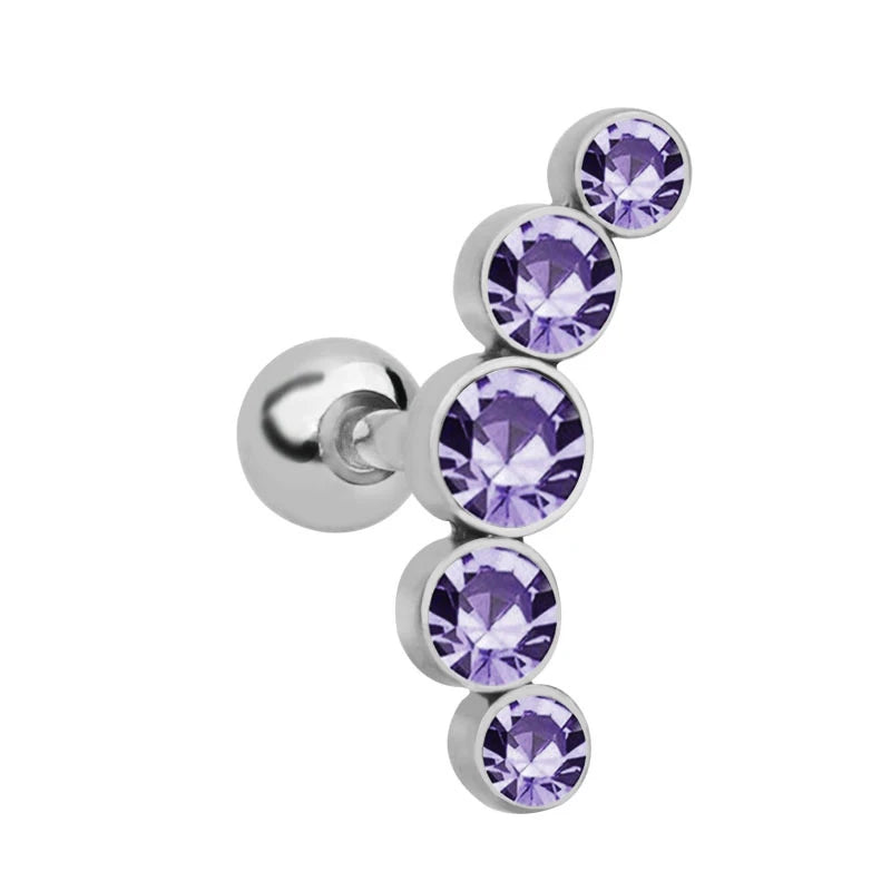 1PC Crystal CZ Helix Earrings Studs Ear Piercing 316L Surgical Steel Cartilage Earring 16G Tragus Conch Piercings for Women Punk
