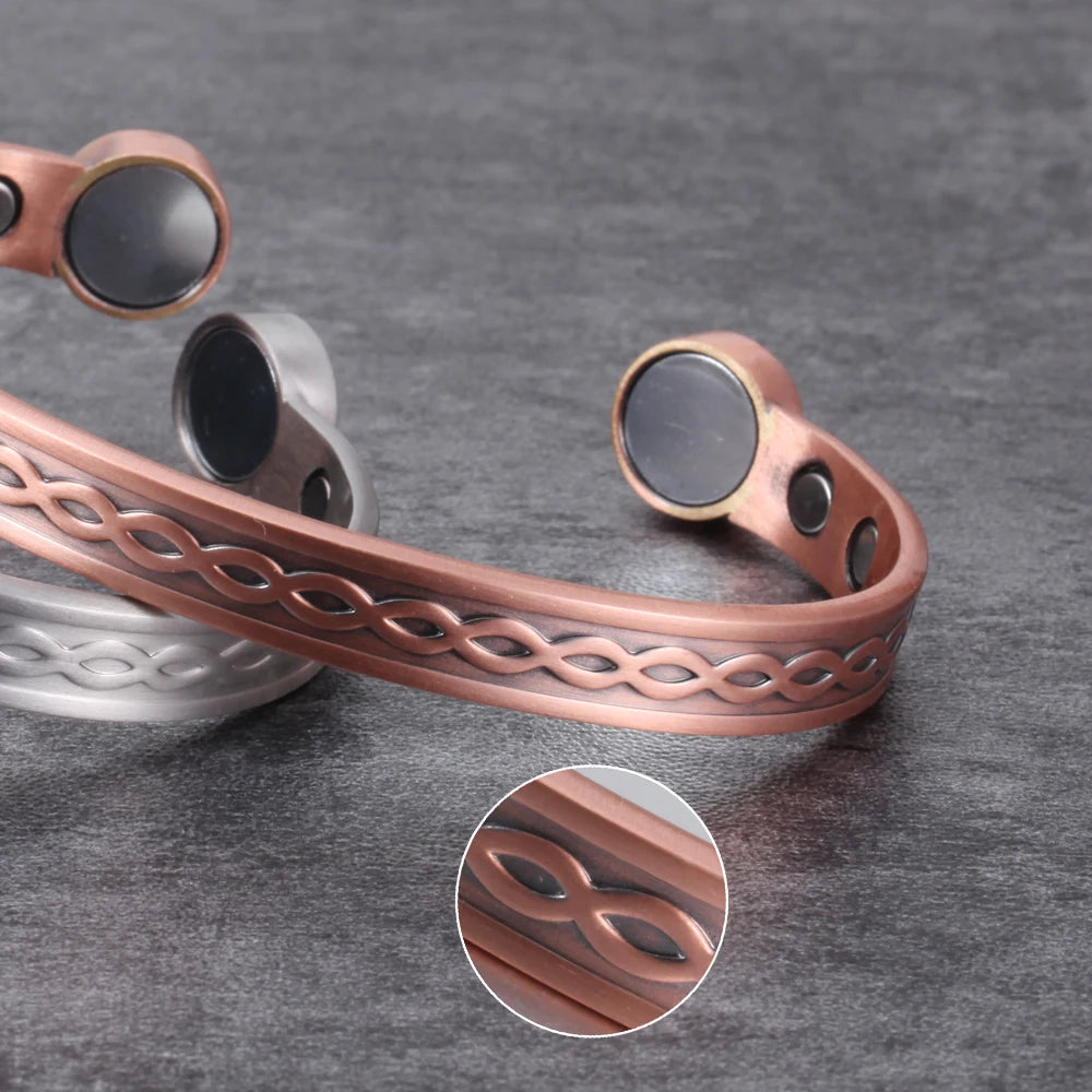 Infinite Love Pure Copper Bracelets Magnetic Cuff Adjustable Magnet Health Energy Bangles Arthritis Pain Relief Jewelry