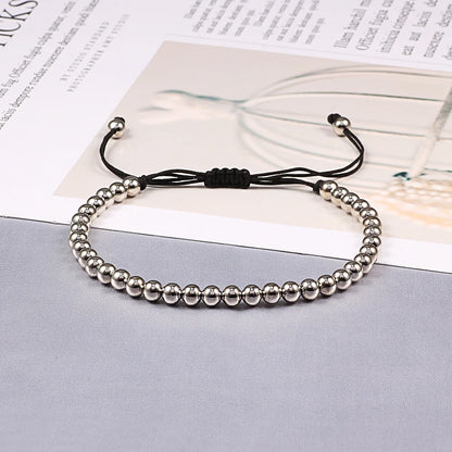 Trendy Copper Beads Bracelets 5Mm Handmade Adjustable Braided Strand Bangles for Women Men Yoga Healing Fashion Jewelry Pulseira