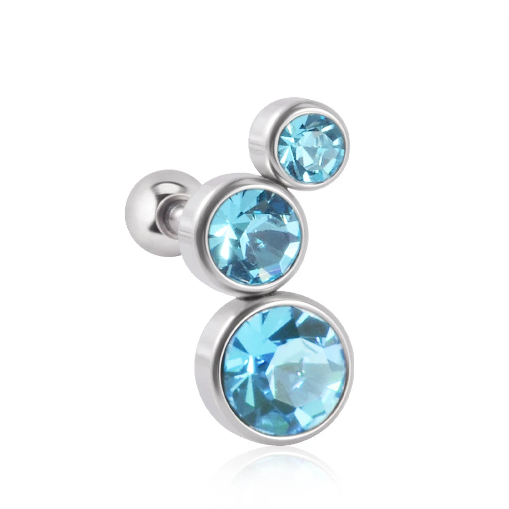 1PC Crystal CZ Helix Earrings Studs Ear Piercing 316L Surgical Steel Cartilage Earring 16G Tragus Conch Piercings for Women Punk