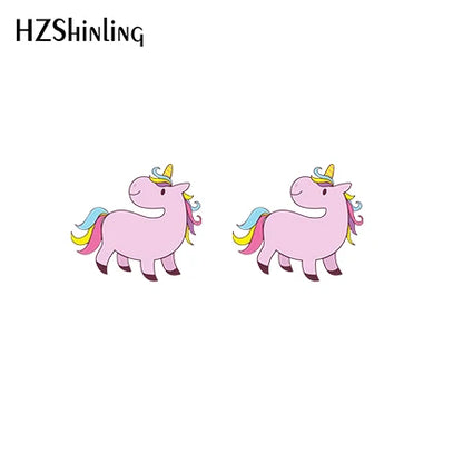2019 New Cute Unicorn Acrylic Earring Baby Unicorn Resin Earring Epoxy Art Stud Earrings Gifts Girl Boy